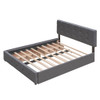 Queen Size Upholstered Platform Bed With 2 Drawers And 1 Twin Long Trundle - Dark Gray