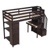 Twin Size Loft Bed With Storage Drawers, Desk And Stairs With Shelves - Espresso