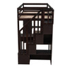 Twin Size Loft Bed With Storage Drawers, Desk And Stairs With Shelves - Espresso