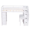 Twin Size Loft Bed With Storage Drawers, Desk And Stairs With Shelves - White