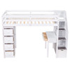 Twin Size Loft Bed With Storage Drawers, Desk And Stairs With Shelves - White