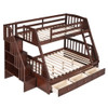 Twin Over Full Bunk Bed With Drawers, Ladder And Storage Staircase - Espresso