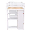 Twin Size Loft Bed With Storage Drawers And Stairs With Shelves - White