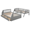Twin Over Full Bunk Bed With Drawers, Ladder And Storage Staircase - Gray