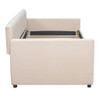Twin Size Upholstered Daybed & Drawers, Slat Support - Beige