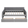 Twin Size Upholstered Daybed & Drawers, Slat Support - Gray