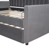 Full Size Upholstered Daybed With Trundle And Slat Support - Gray