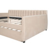 Full Size Upholstered Daybed With Trundle And Slat Support - Beige