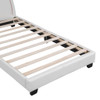Twin Size Upholstered Leather Platform Bed With Rabbit Ornament - White