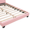 Full Size Upholstered Leather Platform Bed With Rabbit Ornament, Pink