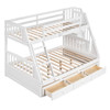 Twin Over Full Bunk Bed With Drawers, Ladder And Storage Staircase - White