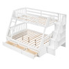 Twin Over Full Bunk Bed With Drawers, Ladder And Storage Staircase - White