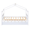 Twin Size House Bed With Twin Size Trundle - White