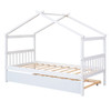 Twin Size House Bed With Twin Size Trundle - White