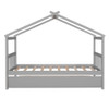 Twin Size House Bed With Twin Size Trundle - Gray