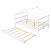 Full Size House Classic Bed With Twin Size Trundle - White