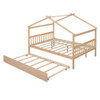 Full Size Classic House Bed With Twin Size Trundle - Natural