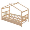 Twin Size House Bed With Twin Size Trundle - Natural