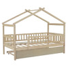 Twin Size House Bed & Twin Size Trundle - Natural