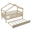 Twin Size House Bed & Twin Size Trundle - Natural