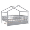 Full Size House Bed With Twin Size Trundle - Gray