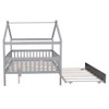 Full Size House Bed With Twin Size Trundle - Gray