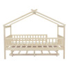 Full Size House Bed With Twin Size Trundle - Natural