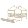Full Size House Bed With Twin Size Trundle - Natural