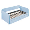 Upholstered Daybed Sofa Bed Twin Size With Trundle Bed And Slat - Light Blue