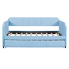 Upholstered Daybed Sofa Bed Twin Size With Trundle Bed And Slat - Light Blue
