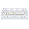Twin Size Daybed With Trundle And Fence Guardrails - White