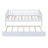 Twin Size Daybed With Trundle And Fence Guardrails - White