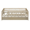 Twin Size Daybed With Trundle And Fence Guardrails - Natural