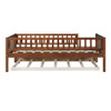 Twin Size Daybed With Trundle And Fence Guardrails - Walnut