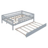 Full Size Daybed With Trundle And Fence Guardrails - Gray