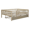 Full Size Daybed With Trundle And Fence Guardrails - Natural