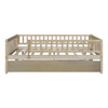 Full Size Daybed With Trundle And Fence Guardrails - Natural