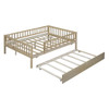 Full Size Daybed With Trundle And Fence Guardrails - Natural