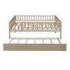 Full Size Daybed With Trundle And Fence Guardrails - Natural