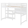 Twin Size Loft Bed With Shelves, Desk And Writing Board - White