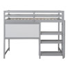 Twin Size Loft Bed With Shelves, Desk And Writing Board - Gray