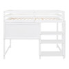 Full Size Loft Bed With Shelves, Desk And Writing Board - White