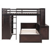 Full Size Loft Bed With A Twin Size Standalone Bed, Shelves, Desk, And Wardrobe - Espresso