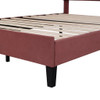 Queen Size Upholstered Platform Bed With Flower Pattern Headboard - Bean Paste Red