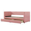 Twin Size Corduroy Daybed With Two Drawers And Slat - Pink