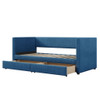 Twin Size Corduroy Daybed With Two Drawers And Slat - Blue