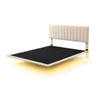 Queen Size Upholstered Bed With Sensor Light And Headboard, Floating Platform Bed - Beige