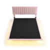 Queen Size Upholstered Bed With Sensor Light And Headboard, Floating Platform Bed - Pink