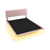 Queen Size Upholstered Bed With Sensor Light And Headboard, Floating Platform Bed - Pink
