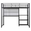 Twin Size Loft Bed With Desk And Whiteboard With 3 Shelves And Ladder - Black